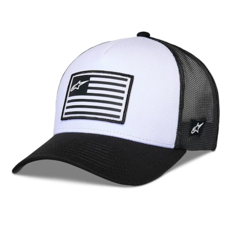 Boné Alpinestars Flag Snapback Branco Preto