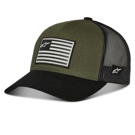 Boné Alpinestars Flag Snapback - Verde Militar Preto