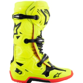 Bota Alpinestars Tech 10 - Amarelo Flúor Preto Vermelho Flúor