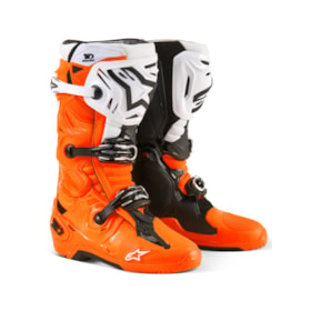 Bota Alpinestars Tech 10 Enduro - Laranja Flúor Branco Preto