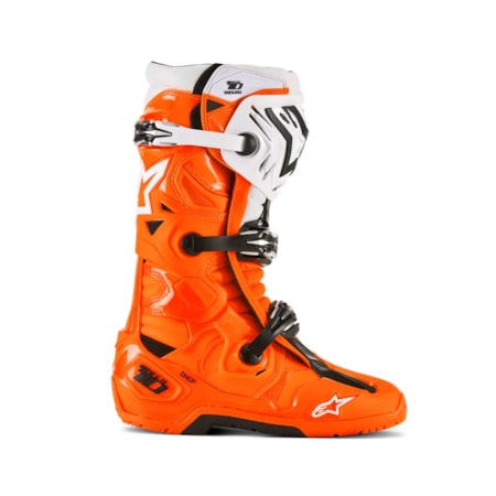 Segunda imagem do produto Bota Alpinestars Tech 10 Enduro - Laranja Flúor Branco Preto