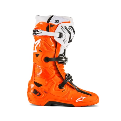 Segunda imagem do produto Bota Alpinestars Tech 10 Enduro - Laranja Flúor Branco Preto