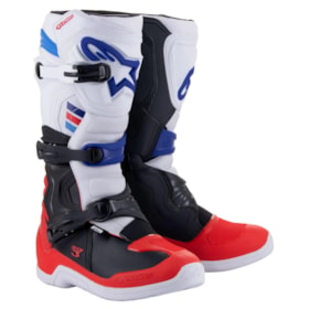 Bota Alpinestars Tech 3 - Branco Vermelho Azul Escuro