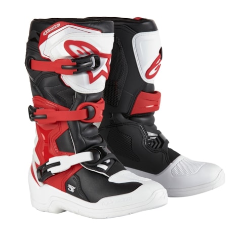 Bota Alpinestars Tech 3S - Branco Vermelho Preto 