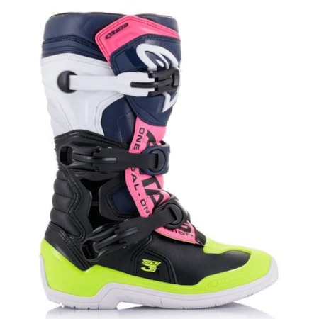 Segunda imagem do produto Bota Alpinestars Tech 3S - Preto Azul Rosa Flúor