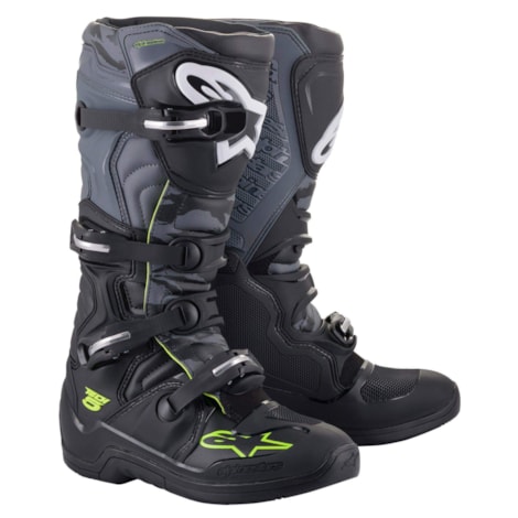 Bota Alpinestars Tech 5 - Preto Cinza Amarelo Flúor