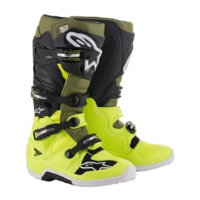 Bota Alpinestars Tech 7 - Amarelo Fluor Verde Militar Preto