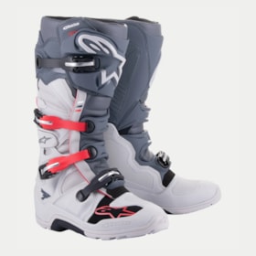 Bota Alpinestars Tech 7 Enduro Cinza Claro Cinza Escuro Vermelho