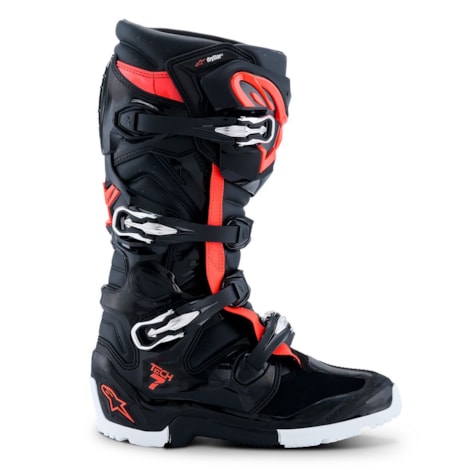 Segunda imagem do produto Bota Alpinestars Tech 7 Enduro Drystar Preto Vermelho Flúor Branco