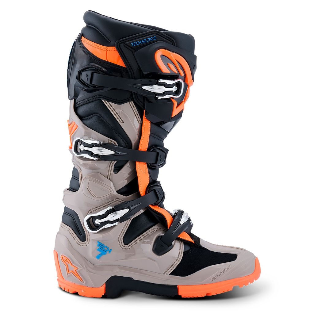 Bota Alpinestars Tech 7 Enduro - Preto Cinza Laranja Flúor
