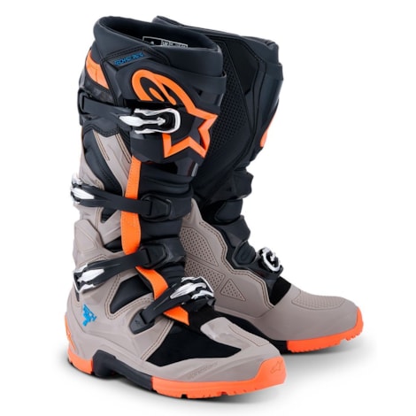 Bota Alpinestars Tech 7 Enduro - Preto Cinza Laranja Flúor