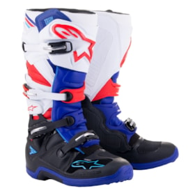 Bota Alpinestars Tech 7 Preto Azul Escuro Vermelho Branco