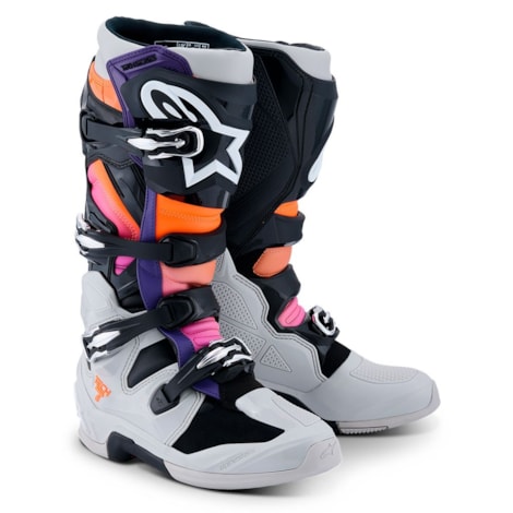 Bota Alpinestars Tech 7 Preto Cinza Claro Laranja