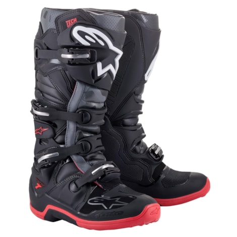 Bota Alpinestars Tech 7 - Preto Cinza Vermelho