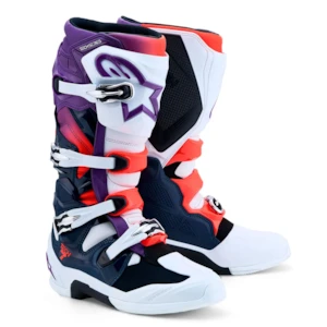 Bota Alpinestars Tech 7 Roxo Branco Azul Vermelho Flúor