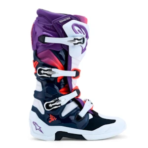 Segunda imagem do produto Bota Alpinestars Tech 7 Roxo Branco Azul Vermelho Flúor