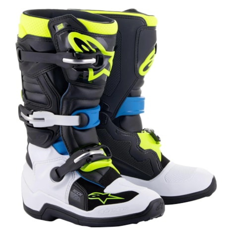 Bota Alpinestars Tech 7S - Preto Azul Amarelo Flúor