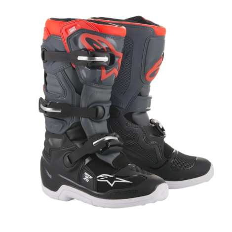 Bota Alpinestars Tech 7S Preto Cinza Vermelho Flúor