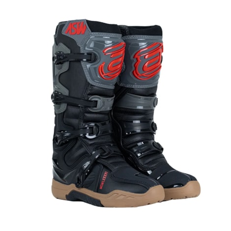 Bota ASW Elevate Enduro - Preto Cinza Vermelho