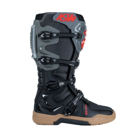 Segunda imagem do produto Bota ASW Elevate Enduro - Preto Cinza Vermelho