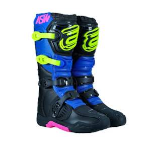 Bota ASW Image Enduro - Preto Azul Amarelo Flúor Rosa