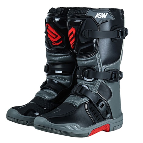 Bota ASW Kids - Preto Cinza Vermelho