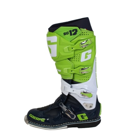 Segunda imagem do produto Bota Gaerne Cross SG12 - Verde Flúor Branco Azul