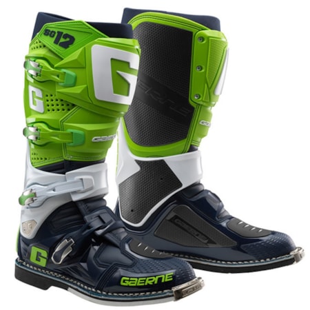 Bota Gaerne Cross SG12 - Verde Flúor Branco Azul