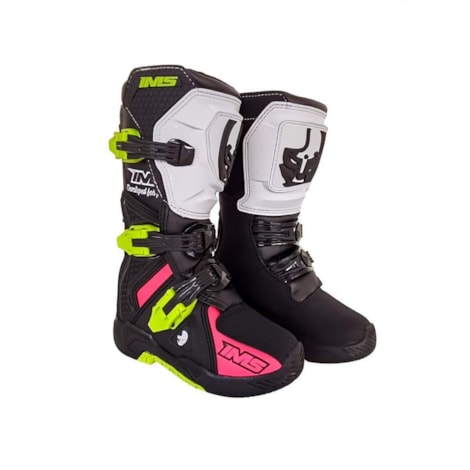 Bota IMS Robust Kids Preto Branco Rosa Tamanho:35