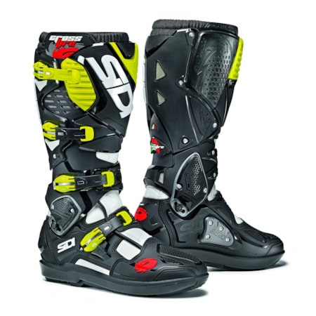 Bota Sidi Crossfire 3 SRS - Branco Preto Amarelo Flúor