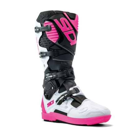 Bota Sidi Crossfire 3 SRS Preto Branco Rosa