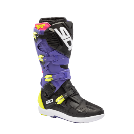 Bota Sidi Crossfire 3 SRS Violeta Preto Amarelo Flúor