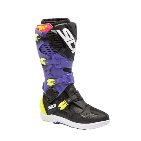 Bota Sidi Crossfire 3 SRS Violeta Preto Amarelo Flúor