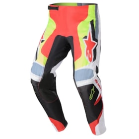 Calça Alpinestars Fluid Agent 23 - Preto Vermelho Amarelo Flúor