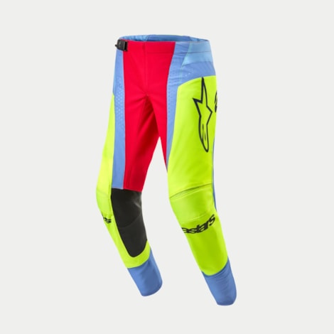 Calça Alpinestars Techstar Ocuri 24 - Azul Claro Amarelo Flúor Vermelho