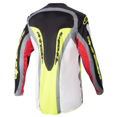 Segunda imagem do produto Camisa Alpinestars Fluid Agent 23 - Preto Vermelho Amarelo Flúor