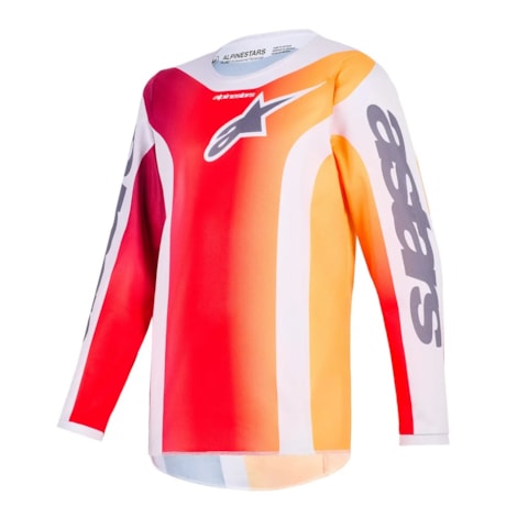 Camisa Alpinestars Infantil Fluid Portl Vermelho Cinza Claro Cinza