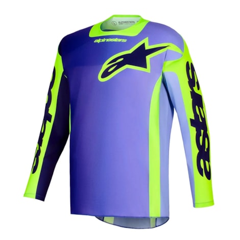 Camisa Alpinestars Racer Portl Roxo Amarelo Flúor