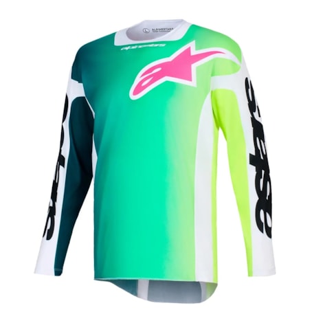 Camisa Alpinestars Racer Portl Verde Branco Preto