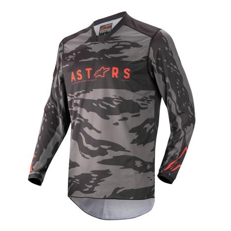 Camisa Alpinestars Racer Tactical 22 - Preto Cinza Camo Vermelho