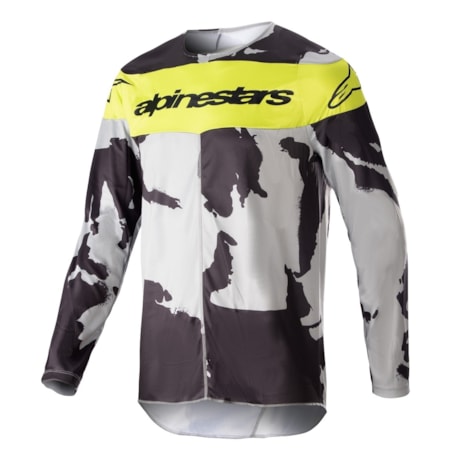 Camisa Alpinestars Racer Tactical 23 - Cinza Amarelo Flúor Camo