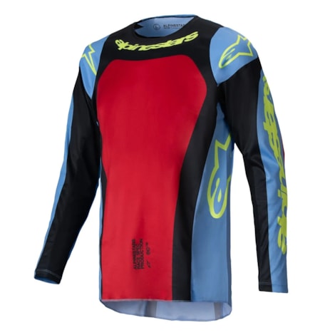 Camisa Alpinestars Recer Ocuri 25 - Azul Vermelho Amarelo Flúor