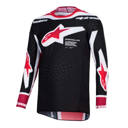 Camisa Alpinestars Supertech AFD Vista Preto Vermelho Branco