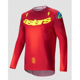 Camisa Alpinestars Supertech Maker 25 - Vermelho Bright Amarelo Flúor