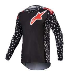 Camisa Alpinestars Supertech North 23 - Preto Vermelho Neon