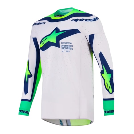 Camisa Alpinestars Supertech Vista Cinza Amarelo Flúor Azul