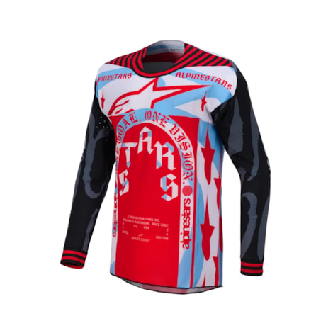 Camisa Alpinestars Techstar Beast Coast Preto Laranja