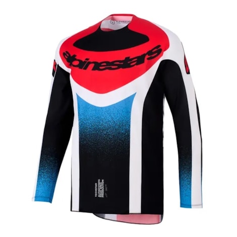 Camisa Alpinestars Techstar Knif Preto Branco Vermelho