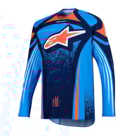 Camisa Alpinestars Techstar Nomur Azul Marinho Laranja Azul