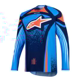 Camisa Alpinestars Techstar Nomur Azul Marinho Laranja Azul